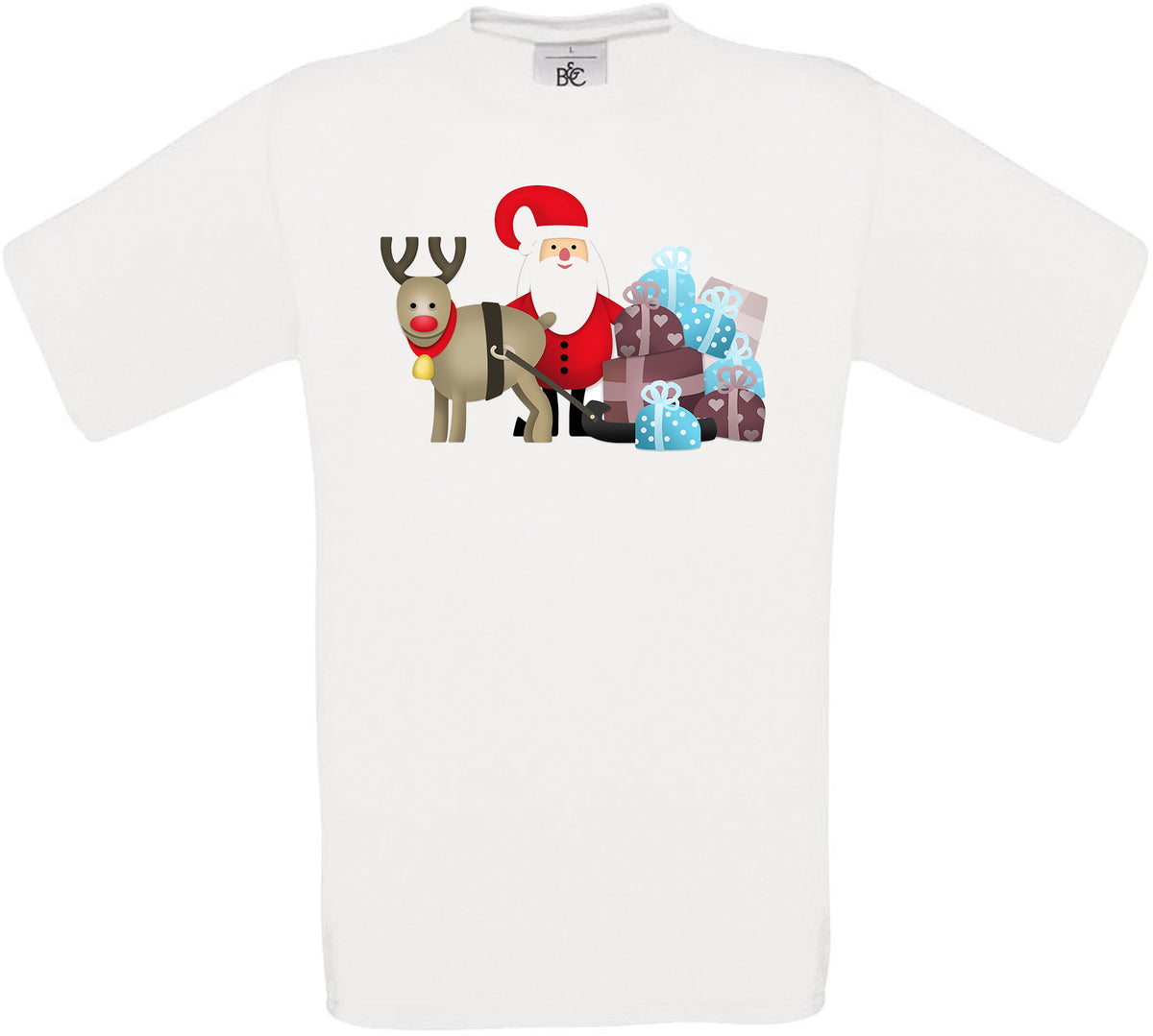 Santa & His Reindeer Crew Neck T-Shirt