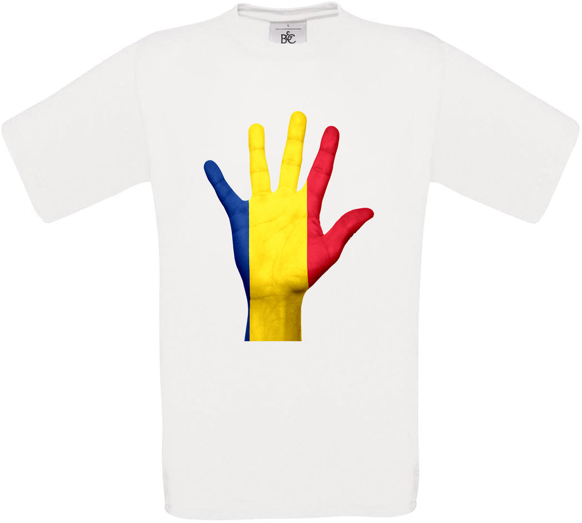 Romania Hand Flag Crew Neck T-Shirt