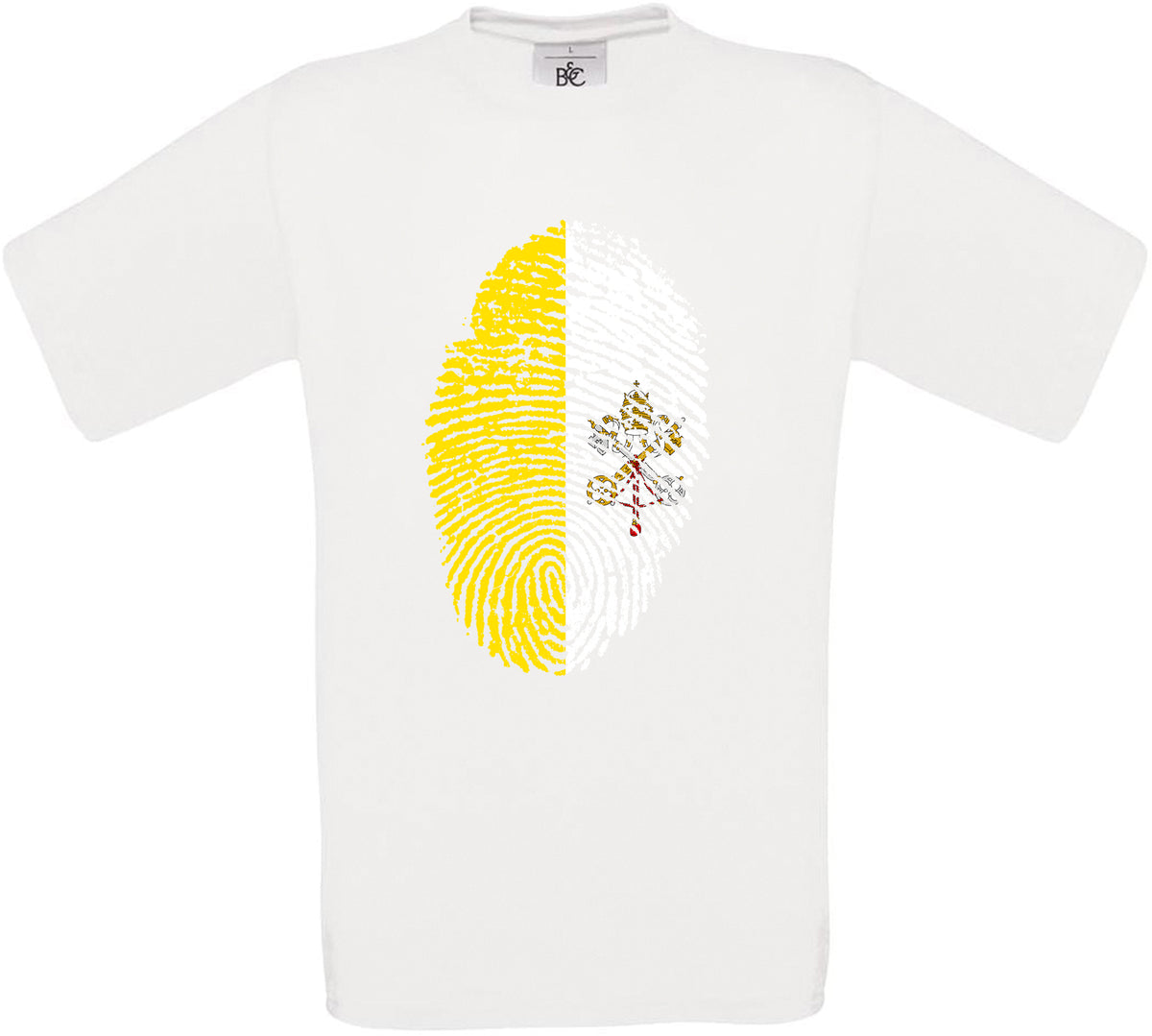 Vatican City Finger Print Flag Crew Neck T-Shirt