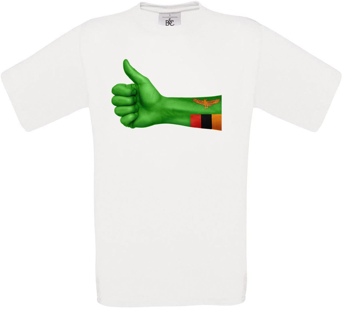 Zambia Thumbs Up Flag Crew Neck T-Shirt