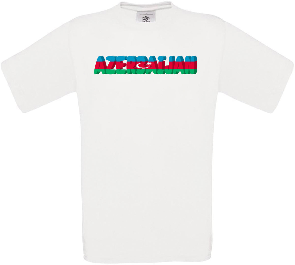 Azerbaijan Country Name Flag Crew Neck T-Shirt