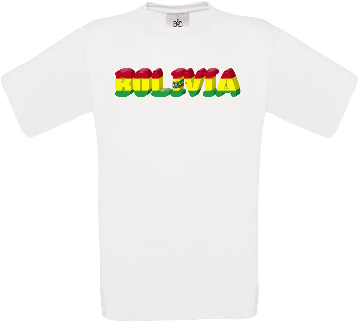 Bolivia Country Name Flag Crew Neck T-Shirt