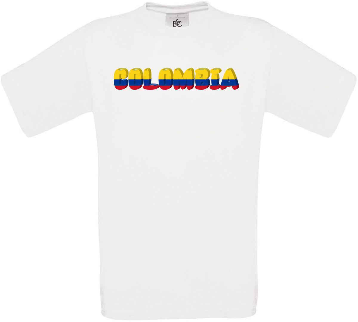 Colombia Country Name Flag Crew Neck T-Shirt