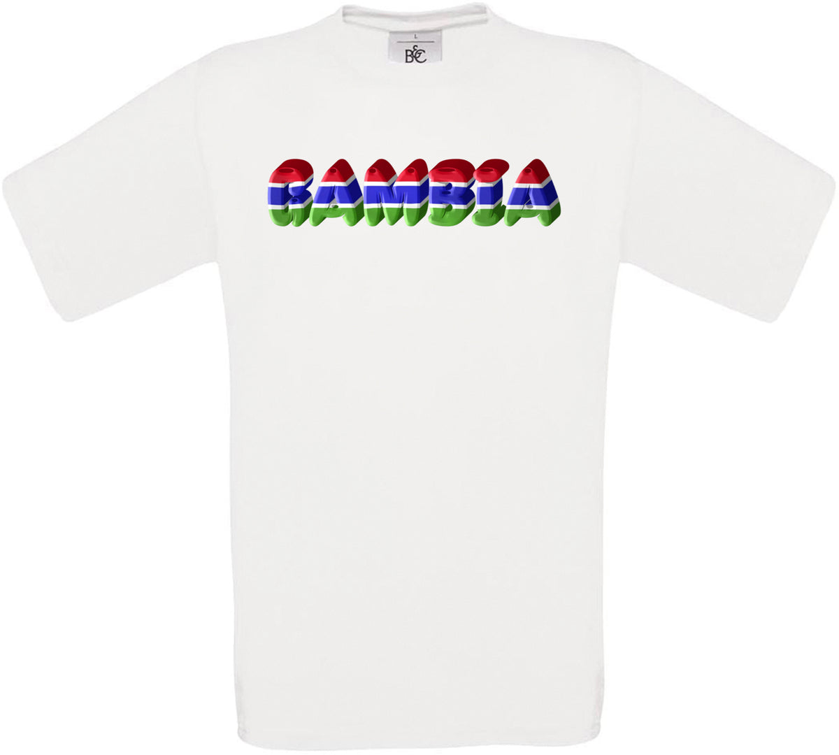 Gambia Country Name Flag Crew Neck T-Shirt