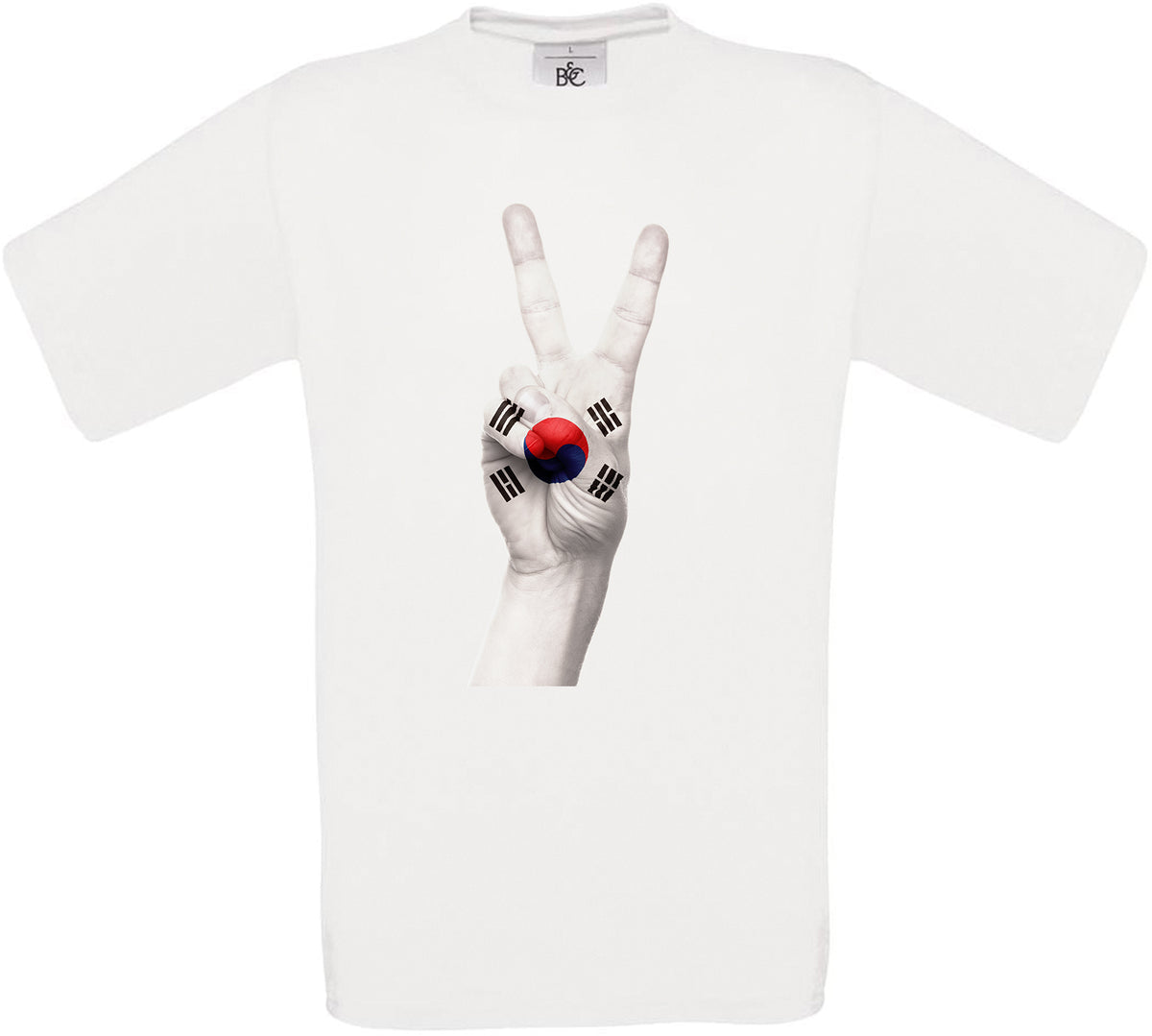 South Korea Two Fingers Flag Crew Neck T-Shirt