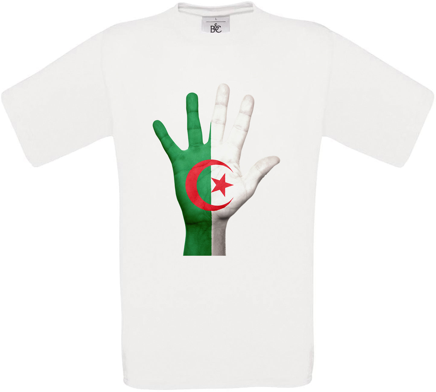 Algeria Hand Flag Crew Neck T-Shirt