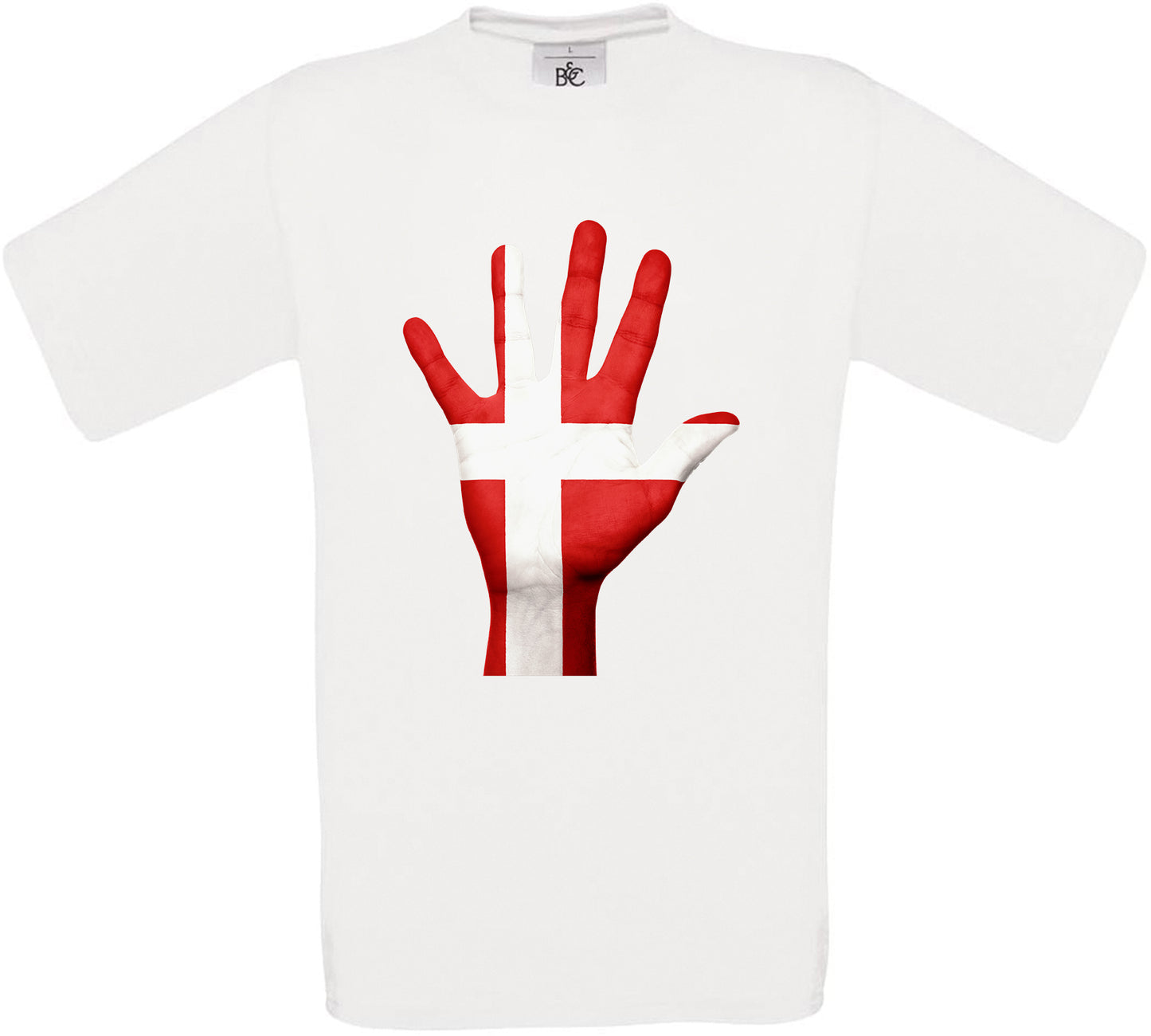 Denmark Hand Flag Crew Neck T-Shirt