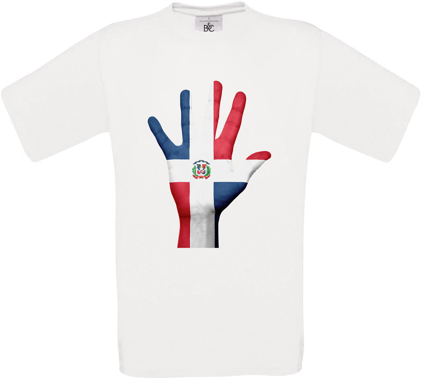 Dominican Republic Hand Flag Crew Neck T-Shirt