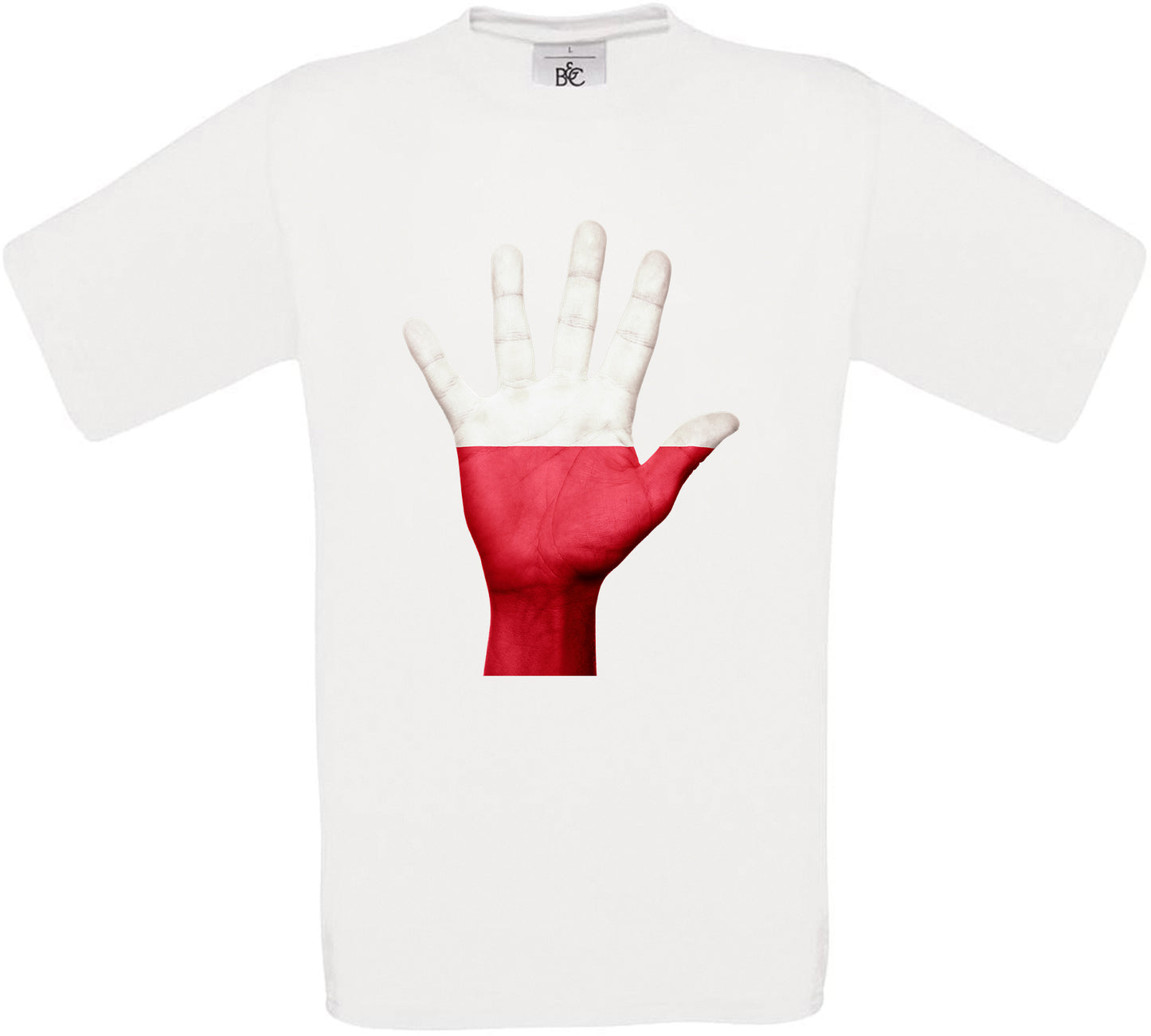 Poland Hand Flag Crew Neck T-Shirt