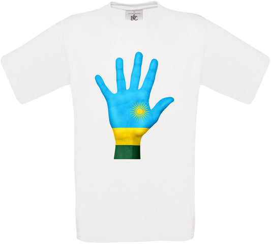 Rwanda Hand Flag Crew Neck T-Shirt