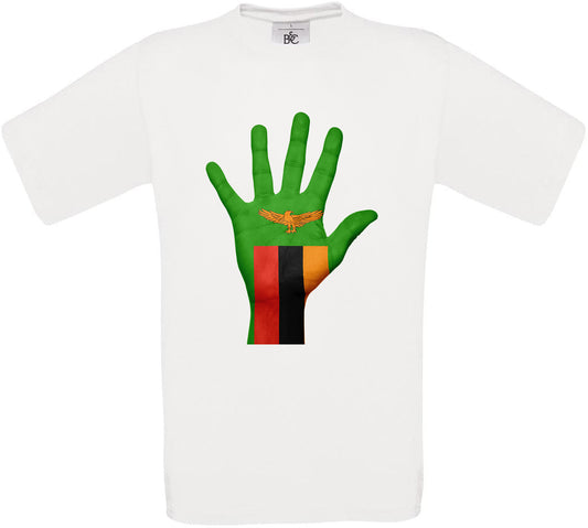 Zambia Hand Flag Crew Neck T-Shirt