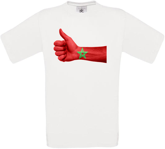 Morocco Thumbs Up Flag Crew Neck T-Shirt