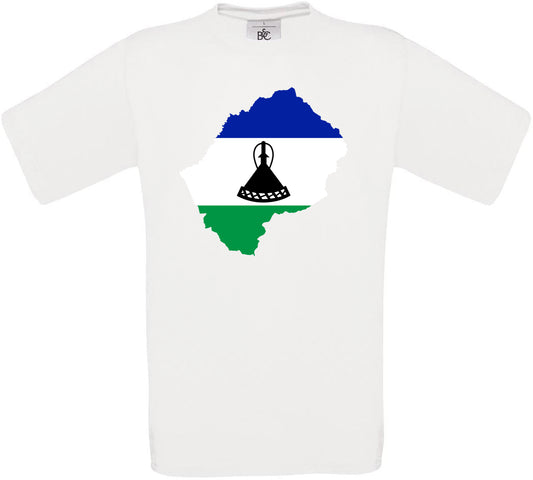 Lesotho Country Flag Crew Neck T-Shirt