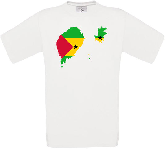 Sao Tome and Principe Country Flag Crew Neck T-Shirt