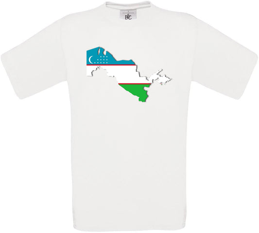 Uzbekistan Country Flag Crew Neck T-Shirt