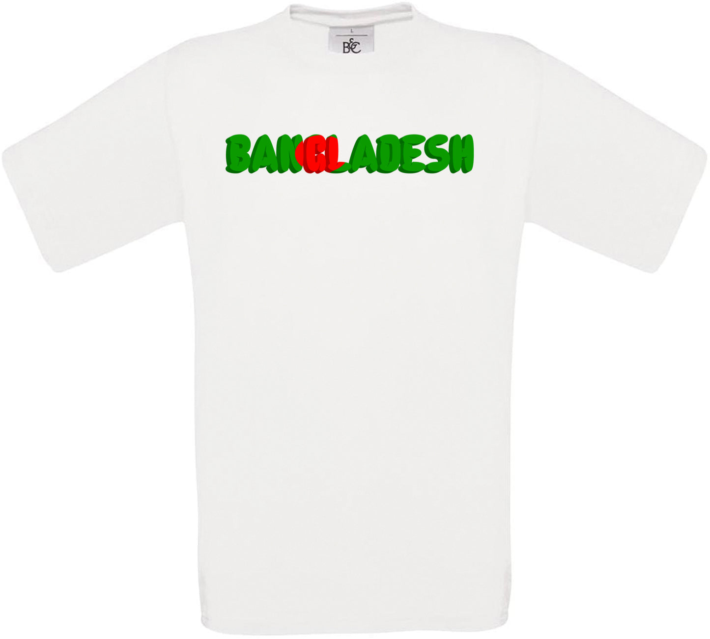 Bangladesh Country Name Flag Crew Neck T-Shirt