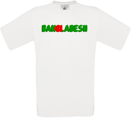 Bangladesh Country Name Flag Crew Neck T-Shirt