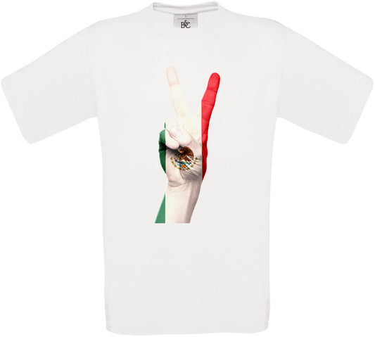 Mexico Two Fingers Flag Crew Neck T-Shirt