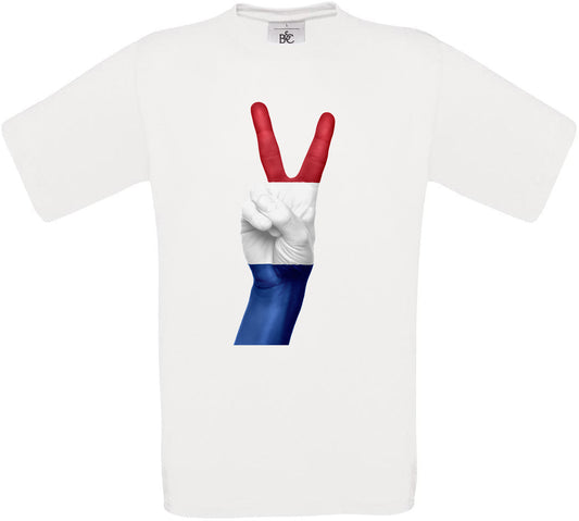 Netherlands Two Fingers Flag Crew Neck T-Shirt