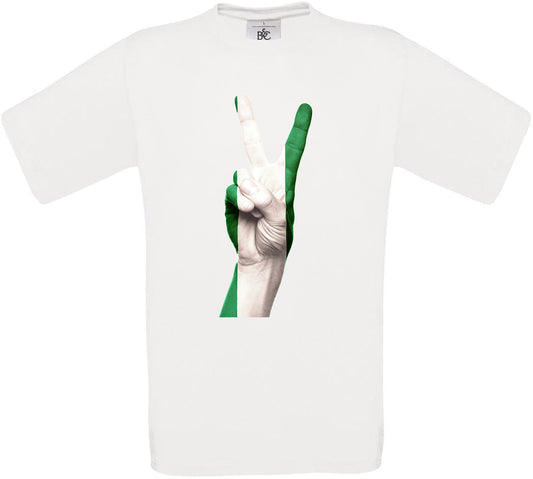 Nigeria Two Fingers Flag Crew Neck T-Shirt