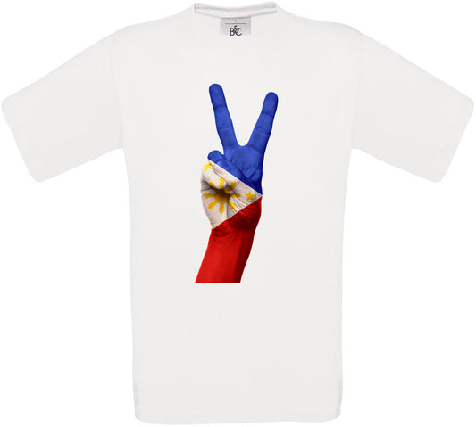 Philippines Two Fingers Flag Crew Neck T-Shirt